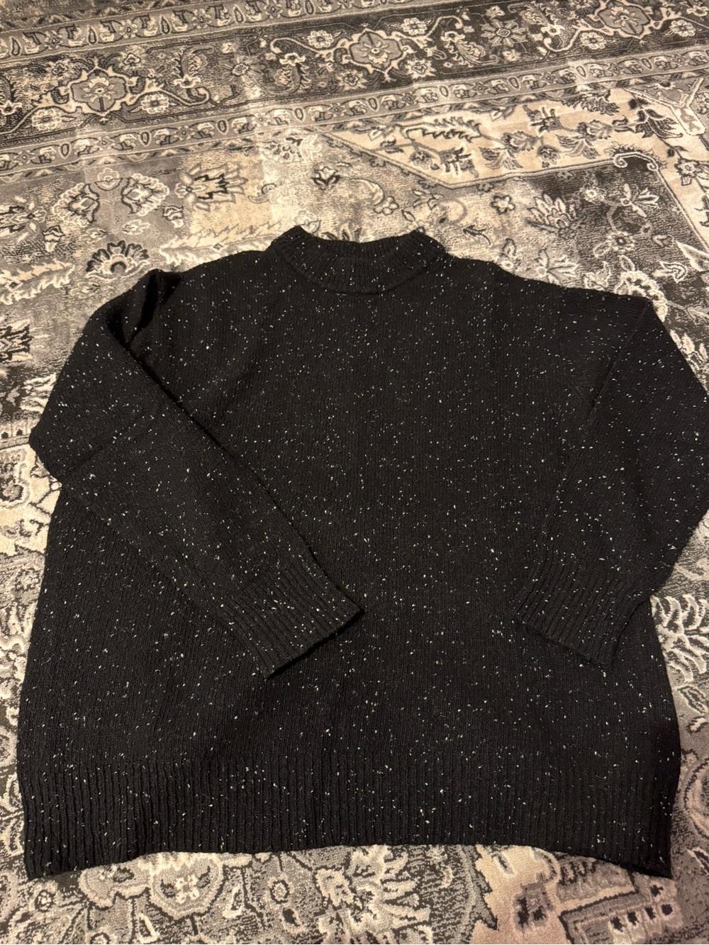 Tibi Black Speckled Crewneck Sweater